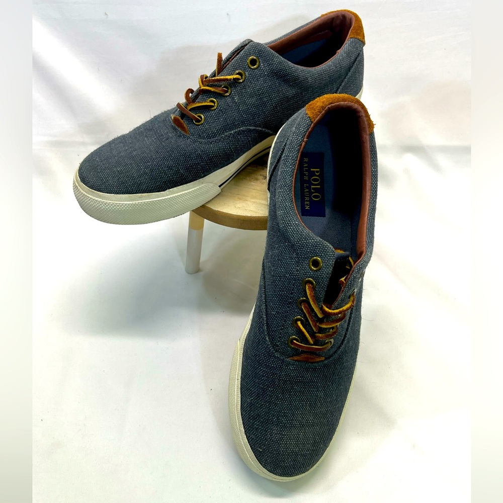 Polo Ralph Lauren Sneakers Men 10.5 Denim Blue W/Brown Suede Accents 
Preppy‎